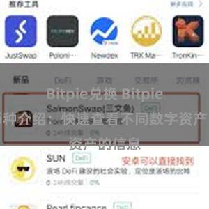 Bitpie兑换 Bitpie支持币种介绍：快速查看不同数字资产的信息
