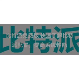 比特派免费版 快速了解比特派配置，提高系统性能